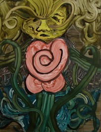 "Somber Flower: Love Internal", 2008, Acrylic on Hot Press Watercolor paper, 18" x 24"